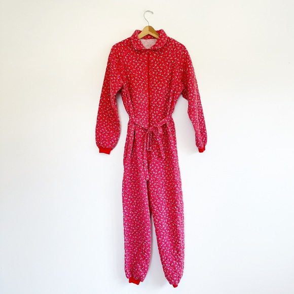 Vintage Pants - VINTAGE quilted zip up jumpsuit